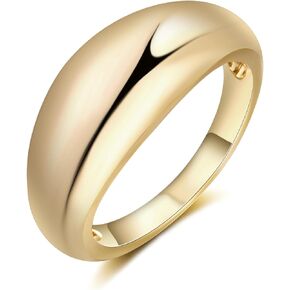 Mytys Chunky Gold Rings for Women 14K Gold Plated Dome Ring Croissant Ring Signet Ring for Women Christmas Jewelry Gift
