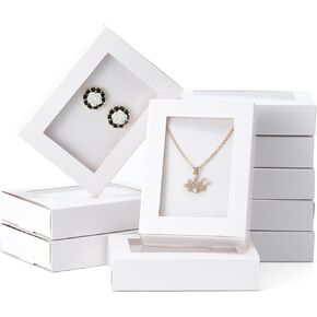 صناديق مجوهرات STKMELON 20 قطعة للبيع مع نافذة شفافة، تغليف صناديق المجوهرات، صندوق درج عرض المجوهرات - صندوق القلادة، صندوق القرط، صندوق حلقي، صناديق هدايا المجوهرات 4.5 بوصة × 3.4 بوصة × 1 بوصة (بني) in Kuwait