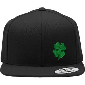 Snapback Flat Bill Left Side Panel 4 Leaf Clover Embroidery Hats for Men & Women