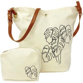 Monstera Canvas Crossbody Tote Bag & Zipper Pouch, Shoulder Tote Bag, Plant Lover Gifts For Women in Saudi Arabia