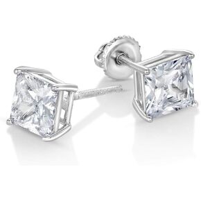 NYC Sterling Princess مكعب زركونيا برغي خلفي حلق مسمار من 3 إلى 8 ملم
