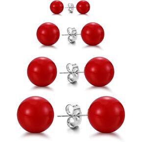 lureme 4 Pairs Round Simulated Shell Pearl Stud Earrings for Women Girls Faux Pearl Earrings Pack (er006323) in Kuwait