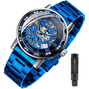 Transparent Fashion Diamond Luminous Gear Movement Royal Design Men Top Brand Luxury Male Mechanical Skeleton Wrist Watch