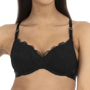 حمالة صدر لاسلكية من الدانتيل من لايفلي للنساء | حمالة صدر بتغطية متوسطة بدون سلك داخلي | تفاصيل دانتيل صدفي in Kuwait