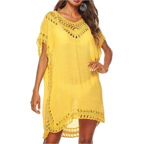 Wander Agio Womens Swimwear Cover up Swim Suit Beach Bikini Coverups Stripe Printing Hollow Out in Kuwait