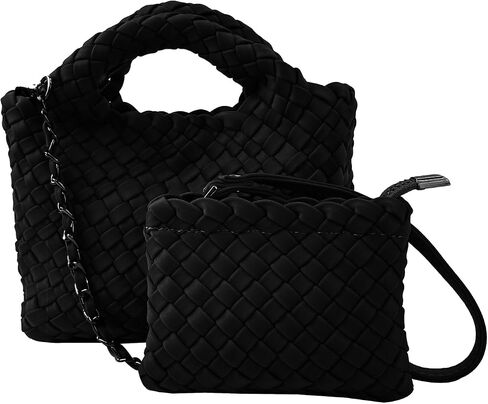 Women Handbags and Purses All-match Woven Composite Bag Travel Pouch Phone Bag Small Tote Shoulder Bag Chain Crossbody Bag in Kuwait