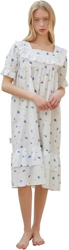 بيجامة لولين باكمام قصيرة للنساء من اولالا، ملابس نوم ناعمة بلون عاجي فينتاج قطعة واحدة من القطن، مقاس واحد، لون عاجي، مقاس واحد in Kuwait