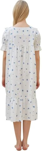 بيجامة لولين باكمام قصيرة للنساء من اولالا، ملابس نوم ناعمة بلون عاجي فينتاج قطعة واحدة من القطن، مقاس واحد، لون عاجي، مقاس واحد in Kuwait