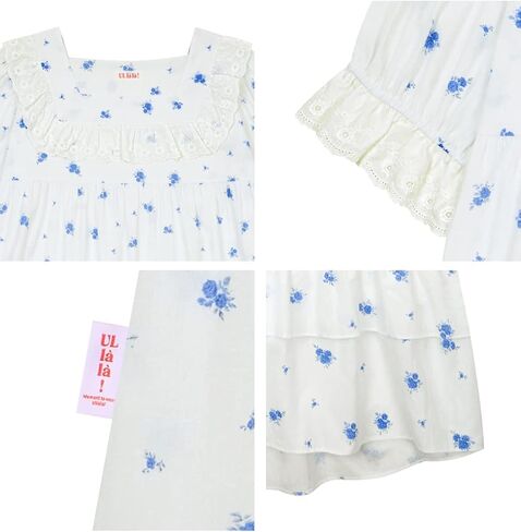 بيجامة لولين باكمام قصيرة للنساء من اولالا، ملابس نوم ناعمة بلون عاجي فينتاج قطعة واحدة من القطن، مقاس واحد، لون عاجي، مقاس واحد in Kuwait