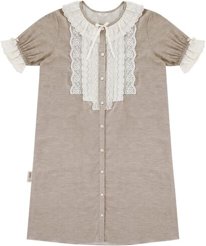 بيجامة ULLALA للنساء O-Garden 40'S قصيرة قطعة واحدة من دقيق الشوفان ملابس نوم ناعمة عتيقة قطعة واحدة من القطن مقاس واحد in Kuwait