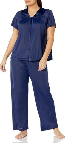 مجموعة بيجامة نسائية رائعة من 90807 مقاس كبير من النايلون التريكو بأكمام قصيرة (1X - 3X) in Kuwait