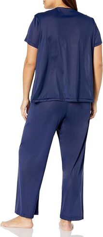 مجموعة بيجامة نسائية رائعة من 90807 مقاس كبير من النايلون التريكو بأكمام قصيرة (1X - 3X) in Kuwait