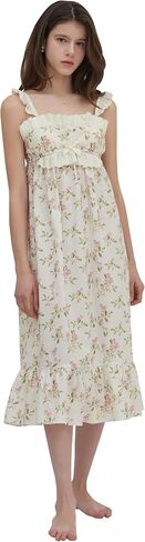 بيجامة ULLALA للنساء 40'S Cherish بدون أكمام قطعة واحدة كريمي عتيق ملابس نوم ناعمة قطعة واحدة قطن مقاس واحد in Kuwait