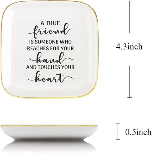 True Friends Are Never Apart Maybe But in Distance Never in Heart Friendship Quote Ceramic Ring Dish Decorative Jewelry Tray for Women Friends,Meaningful Friend Gifts for Friend Birthday Christmas in Saudi Arabia