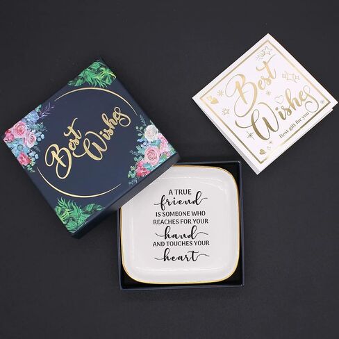 True Friends Are Never Apart Maybe But in Distance Never in Heart Friendship Quote Ceramic Ring Dish Decorative Jewelry Tray for Women Friends,Meaningful Friend Gifts for Friend Birthday Christmas in Saudi Arabia