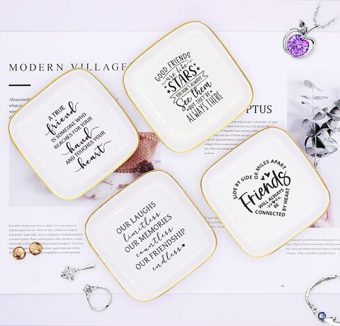 True Friends Are Never Apart Maybe But in Distance Never in Heart Friendship Quote Ceramic Ring Dish Decorative Jewelry Tray for Women Friends,Meaningful Friend Gifts for Friend Birthday Christmas in Saudi Arabia