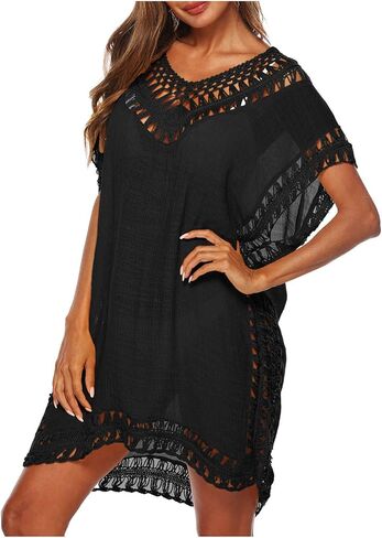 Wander Agio Womens Swimwear Cover up Swim Suit Beach Bikini Coverups Stripe Printing Hollow Out in Kuwait