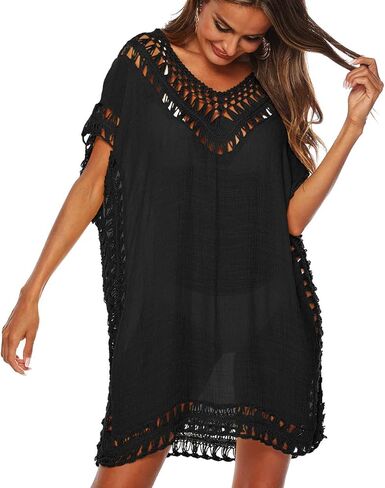 Wander Agio Womens Swimwear Cover up Swim Suit Beach Bikini Coverups Stripe Printing Hollow Out in Kuwait