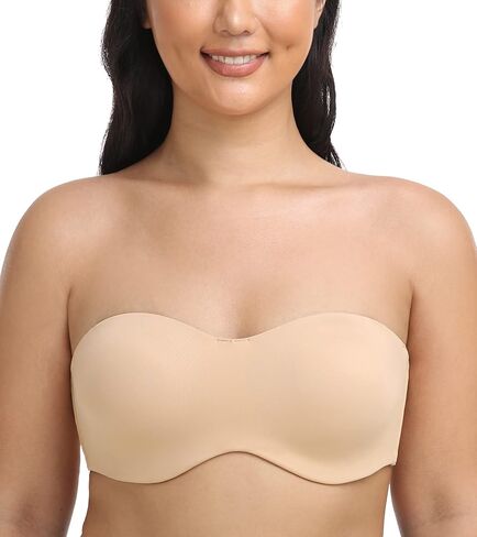 HACI Women's Unlined Strapless Bra for Plus Size Minimizer Seamless Underwire Large Bust Bandeau in Kuwait