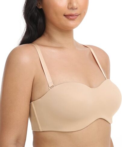 HACI Women's Unlined Strapless Bra for Plus Size Minimizer Seamless Underwire Large Bust Bandeau in Kuwait