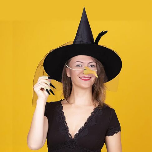 مجموعات قبعة ساحرة للنساء سوداء لحفلات الهالوين والحفلات التنكرية والحفلات التنكرية والزي التنكري واللوازم التنكرية للبالغين in Kuwait