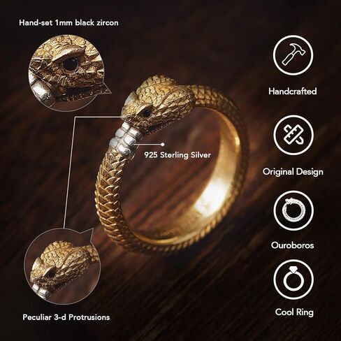 كوبرتيست دبليو يو خاتم نحاسي بتصميم ثعبان من اوروبوروس، مجوهرات جمالية هدية للرجال والنساء in Kuwait