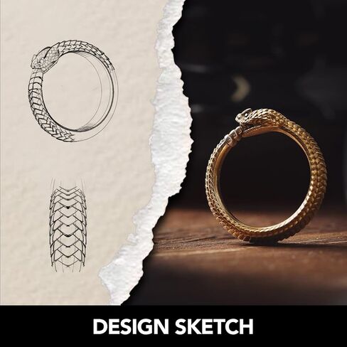 كوبرتيست دبليو يو خاتم نحاسي بتصميم ثعبان من اوروبوروس، مجوهرات جمالية هدية للرجال والنساء in Kuwait