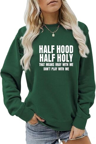 Aoymay نصف غطاء محرك السيارة نصف المقدسة البلوز النساء السيدات عادية Crewneck كم طويل البلوز القمم تي شيرت 2023 in Kuwait