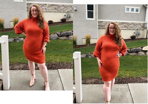 IN'VOLAND Women's Plus Size Sweater Dress Turtleneck Long Sleeve Bodycon Dress Oversized Sweater Dress Pullover Dresses in Saudi Arabia