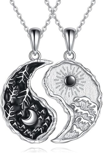قلادة شجرة الحياة من AXELUNA Yin Yang من الفضة الإسترلينية المتطابقة للأزواج قلادة الصداقة مجوهرات للنساء والرجال هدية in Kuwait