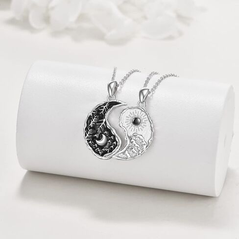 قلادة شجرة الحياة من AXELUNA Yin Yang من الفضة الإسترلينية المتطابقة للأزواج قلادة الصداقة مجوهرات للنساء والرجال هدية in Kuwait