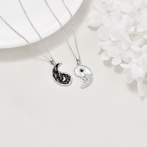 قلادة شجرة الحياة من AXELUNA Yin Yang من الفضة الإسترلينية المتطابقة للأزواج قلادة الصداقة مجوهرات للنساء والرجال هدية in Kuwait