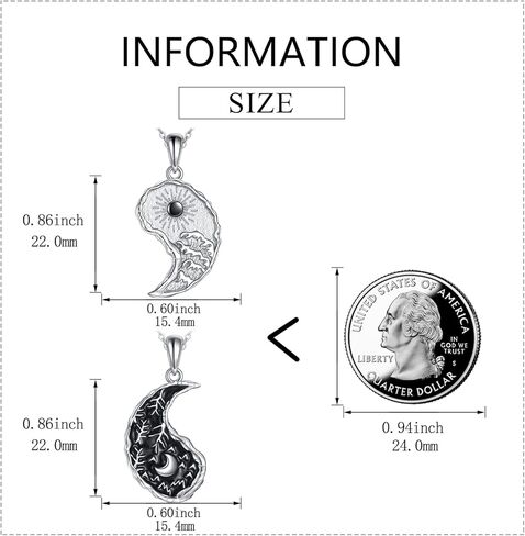 قلادة شجرة الحياة من AXELUNA Yin Yang من الفضة الإسترلينية المتطابقة للأزواج قلادة الصداقة مجوهرات للنساء والرجال هدية in Kuwait