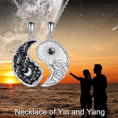 قلادة شجرة الحياة من AXELUNA Yin Yang من الفضة الإسترلينية المتطابقة للأزواج قلادة الصداقة مجوهرات للنساء والرجال هدية in Kuwait