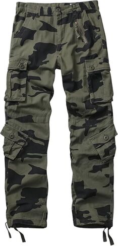 Men's Black Cargo Pants with 8 Pockets Fit Cotton Work Pants Camo Pants in Saudi Arabia