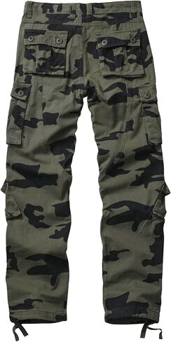 Men's Black Cargo Pants with 8 Pockets Fit Cotton Work Pants Camo Pants in Saudi Arabia
