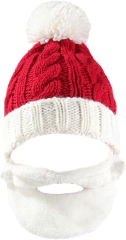 قبعة سانتا من كيه دي ويف مع لحية مخملية للكريسماس والشتاء للنساء والرجال، قبعة سانتا كلوز، قبعات الكريسماس والعطلات وحفلات الكريسماس in Kuwait