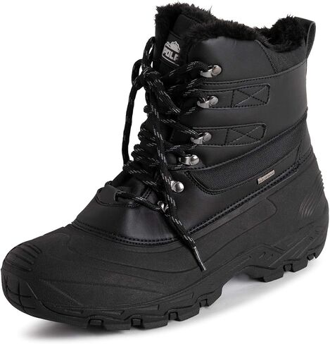 POLAR Mens Waterproof Outsole Deep Tread Fully Faux Fur Lined Winter Durable Snow Boots - Black Lace Up in Saudi Arabia