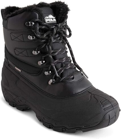 POLAR Mens Waterproof Outsole Deep Tread Fully Faux Fur Lined Winter Durable Snow Boots - Black Lace Up in Saudi Arabia