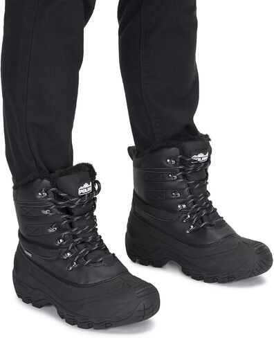 POLAR Mens Waterproof Outsole Deep Tread Fully Faux Fur Lined Winter Durable Snow Boots - Black Lace Up in Saudi Arabia