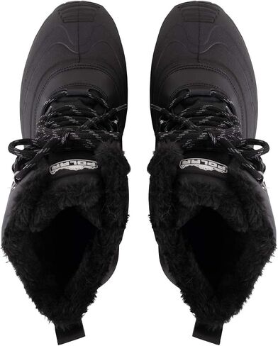 POLAR Mens Waterproof Outsole Deep Tread Fully Faux Fur Lined Winter Durable Snow Boots - Black Lace Up in Saudi Arabia