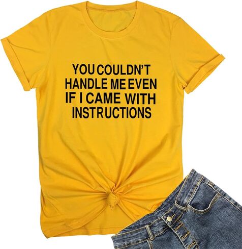 BLACKMYTH Women You Couldn't Handle Me Graphic Cute T Shirt Funny Summer Tees in Kuwait