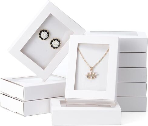 صناديق مجوهرات STKMELON 20 قطعة للبيع مع نافذة شفافة، تغليف صناديق المجوهرات، صندوق درج عرض المجوهرات - صندوق القلادة، صندوق القرط، صندوق حلقي، صناديق هدايا المجوهرات 4.5 بوصة × 3.4 بوصة × 1 بوصة (بني) in Kuwait