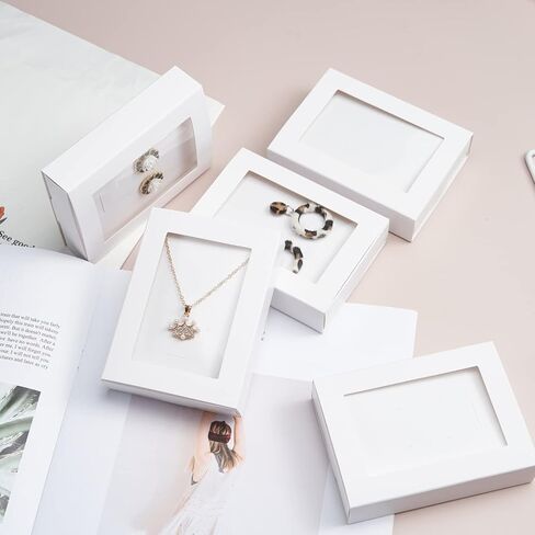 صناديق مجوهرات STKMELON 20 قطعة للبيع مع نافذة شفافة، تغليف صناديق المجوهرات، صندوق درج عرض المجوهرات - صندوق القلادة، صندوق القرط، صندوق حلقي، صناديق هدايا المجوهرات 4.5 بوصة × 3.4 بوصة × 1 بوصة (بني) in Kuwait