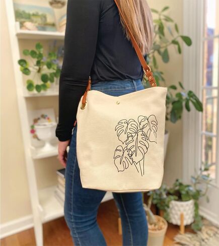 Monstera Canvas Crossbody Tote Bag & Zipper Pouch, Shoulder Tote Bag, Plant Lover Gifts For Women in Saudi Arabia