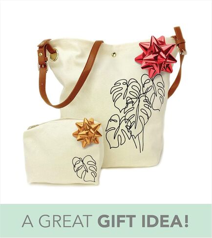 Monstera Canvas Crossbody Tote Bag & Zipper Pouch, Shoulder Tote Bag, Plant Lover Gifts For Women in Saudi Arabia