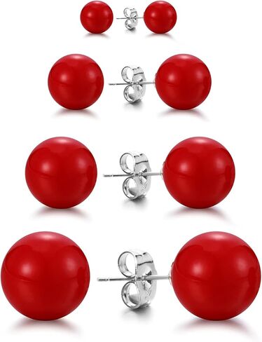 lureme 4 Pairs Round Simulated Shell Pearl Stud Earrings for Women Girls Faux Pearl Earrings Pack (er006323) in Kuwait