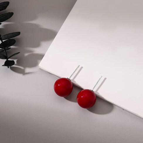 lureme 4 Pairs Round Simulated Shell Pearl Stud Earrings for Women Girls Faux Pearl Earrings Pack (er006323) in Kuwait