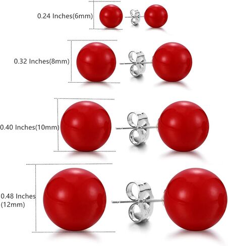 lureme 4 Pairs Round Simulated Shell Pearl Stud Earrings for Women Girls Faux Pearl Earrings Pack (er006323) in Kuwait