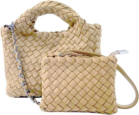 Women Handbags and Purses All-match Woven Composite Bag Travel Pouch Phone Bag Small Tote Shoulder Bag Chain Crossbody Bag in Kuwait